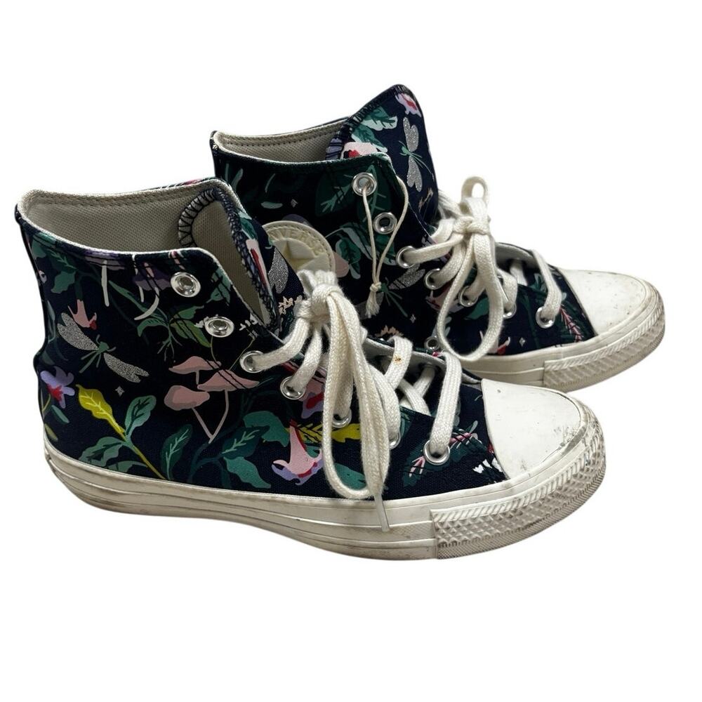Converse Floral Canvas High Top Sneakers 💙 Classic Lace‑Up - Size 6.5